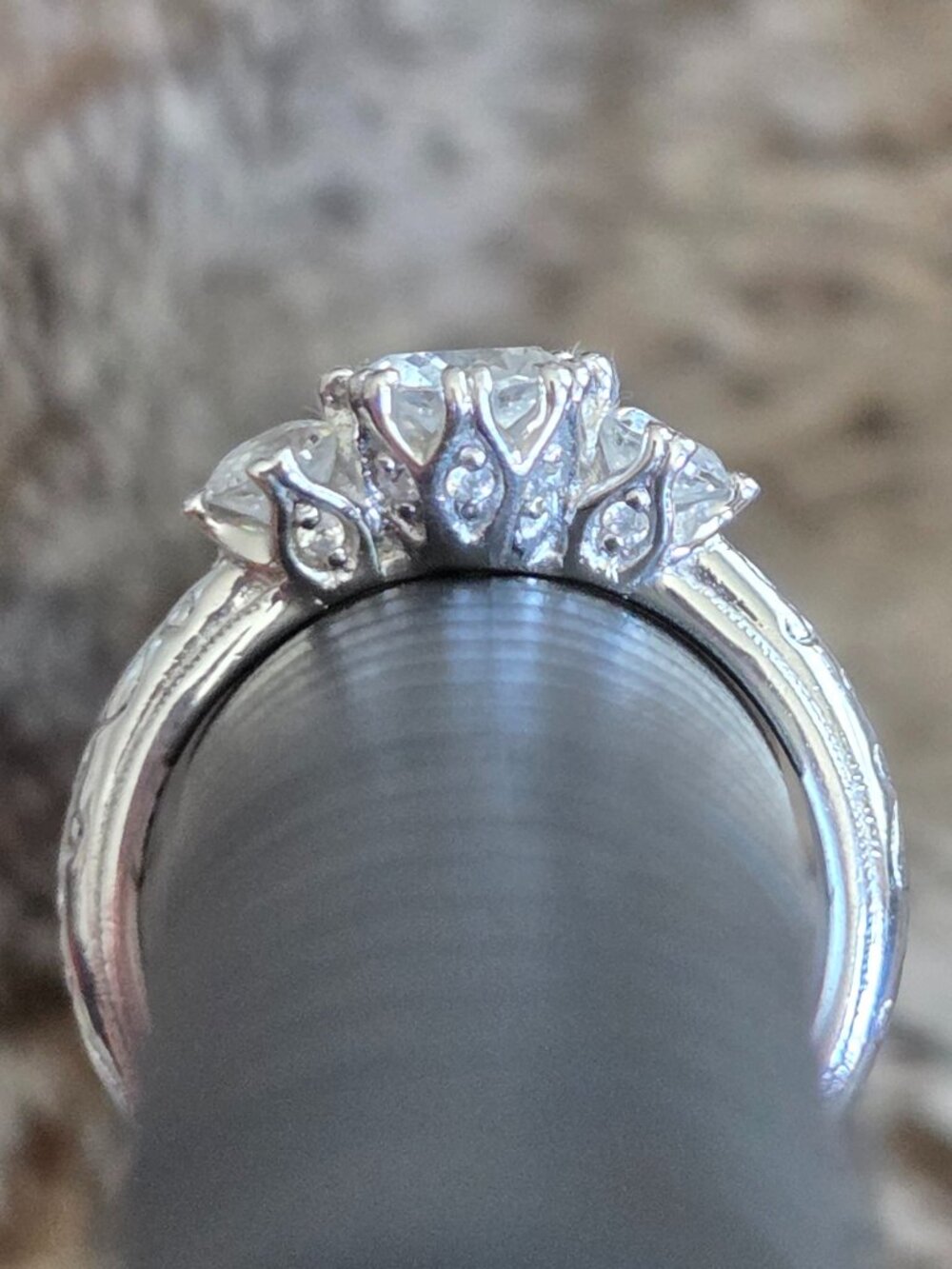 Tacori Triple Cubic Zirconia Sterling Silver Ring - Picture 2 of 7
